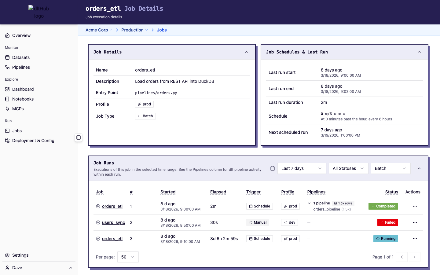 Job detail page